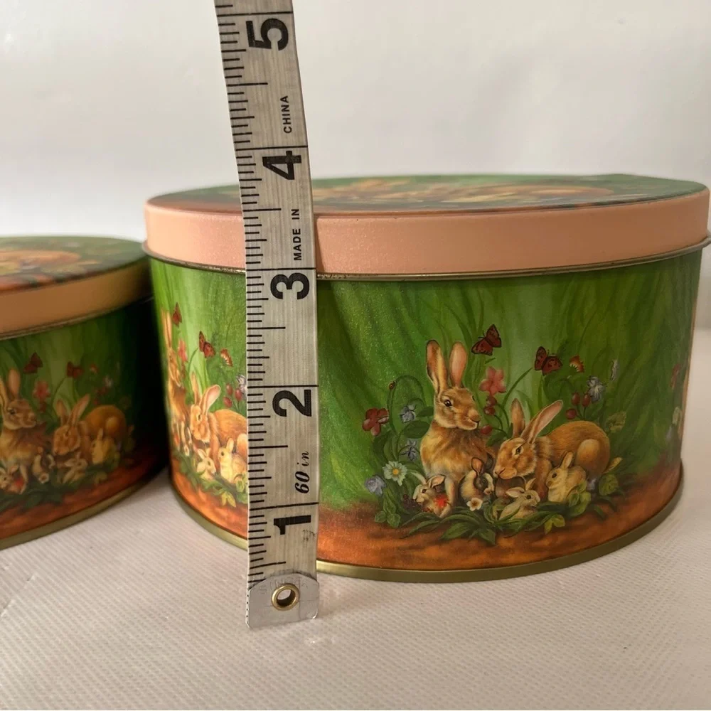 Vintage Bunny Rabbit Tin Nesting Box Set of 2 Easter